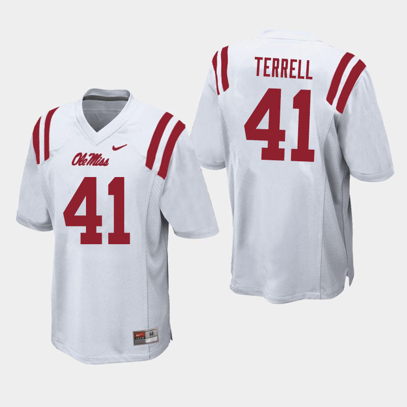 CJ Terrell Ole Miss Rebels NCAA Men's White #41 Stitched Limited College Football Jersey ZDT2458KR
